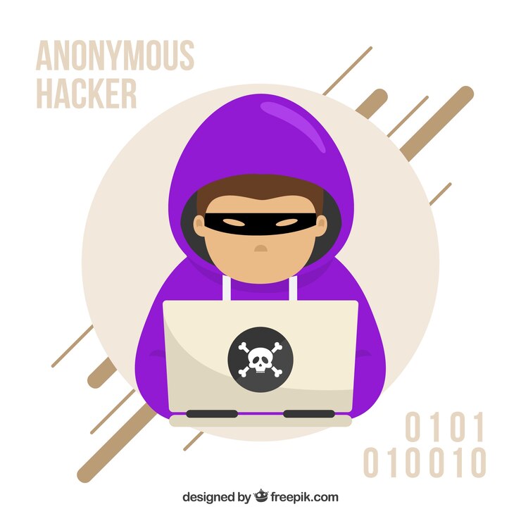 मुफ़्त वेक्टर young anonymous hacker with flat design