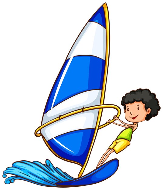 A young boy enjoying the watersport activity