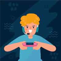 Free vector young boy playing video games