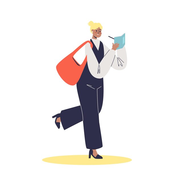 フラット手描きの自信を持って女性起業家のイラスト 無料のベクター