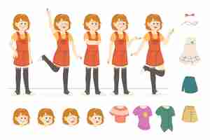 Free vector young character doing different poses