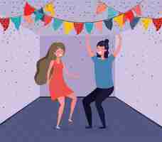 Free vector young couple dancing in the room