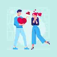 Free vector young couple in love illustration