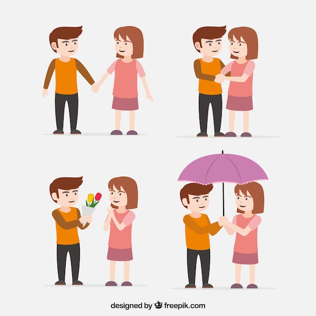 Free vector young couple in love