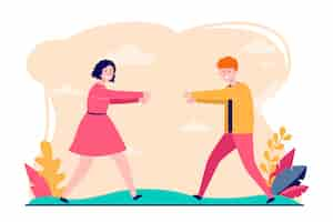 Free vector young couple running to each other