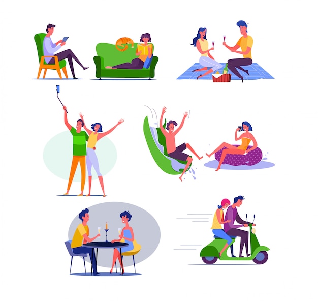 Free vector young couple spending vacation together