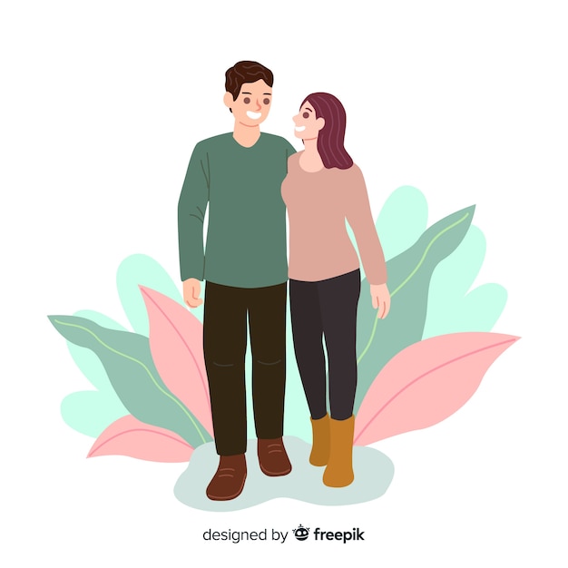 Free vector young couples walking together