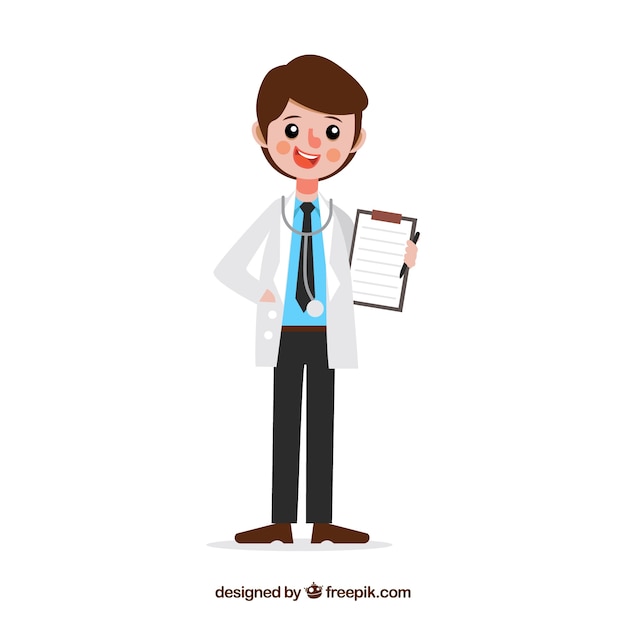 Young doctor holding clipboard