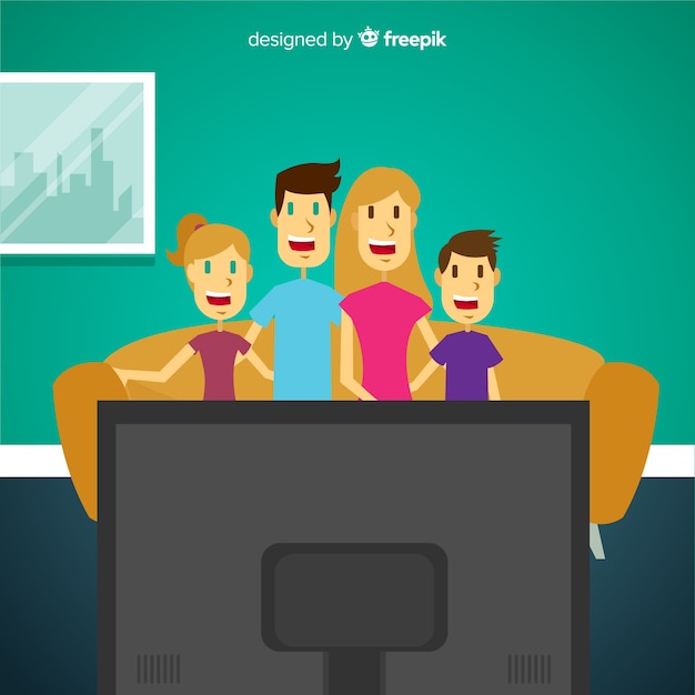 Free vector young family at home