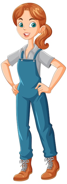 Бесплатное векторное изображение Молодая женщина-фермер мультипликационный персонаж