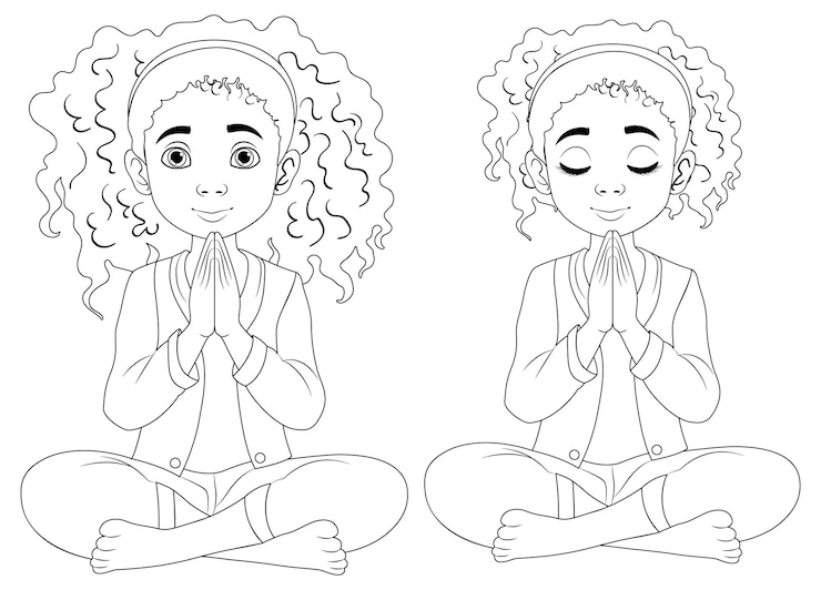 Free Vector young girl practicing meditation poses