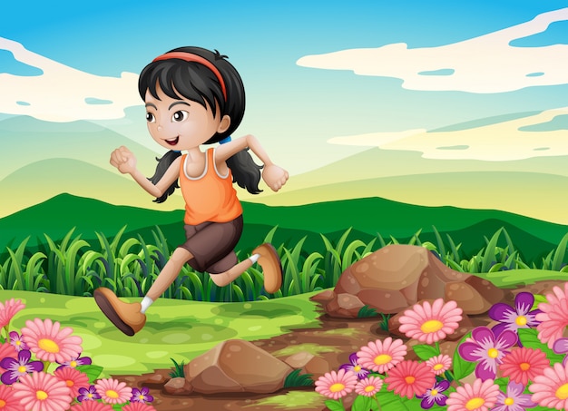 A young girl running hurriedly