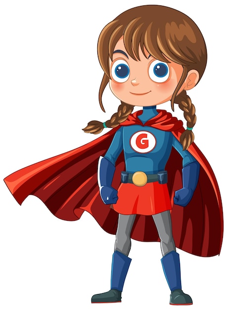 Free vector young girl in superhero costume