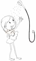 Free vector a young girl taking a shower