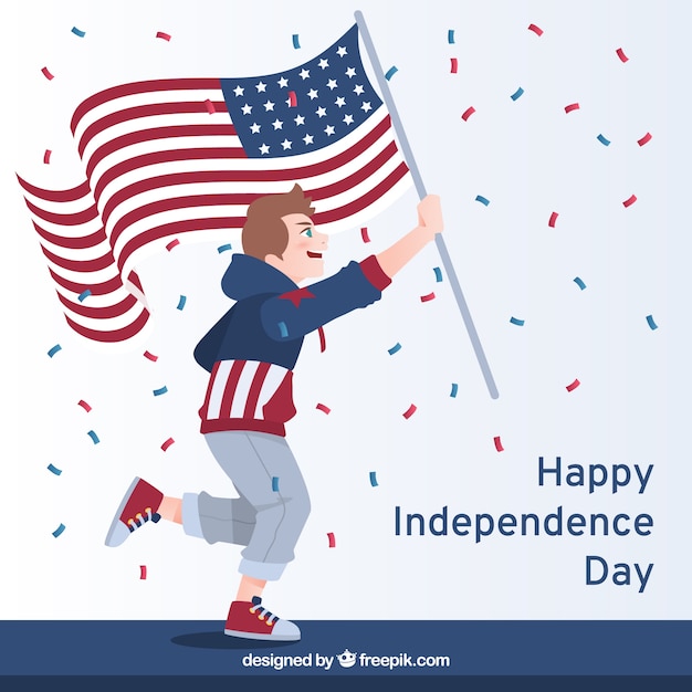 Free vector young guy with american flag