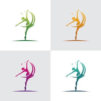 Молодая гимнастка танцует с логотипом ленты