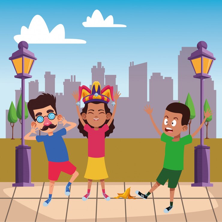 Free Vector young kids avatar carton character