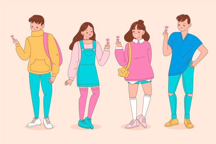 無料Vector 指の心をやっている若い韓国人