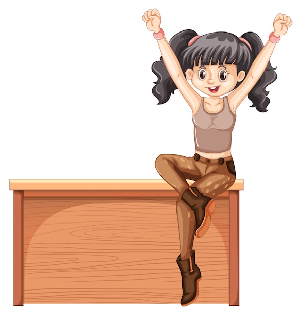 Free vector young lady sitting on bench