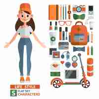 Free vector young life style elements collection