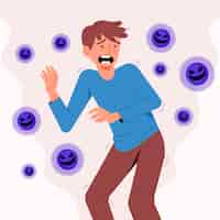 Бесплатное векторное изображение Молодой человек боится коронавирусной болезни