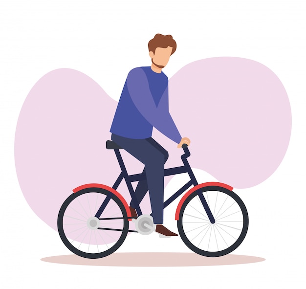 Young man in bicycle avatar character