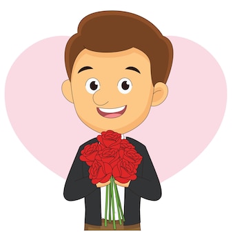 手に花のイラストの花束 プレミアムベクター 手に花のイラストの花束 プレミアムベクター