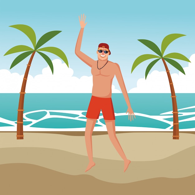 Free vector young man enjoying summer