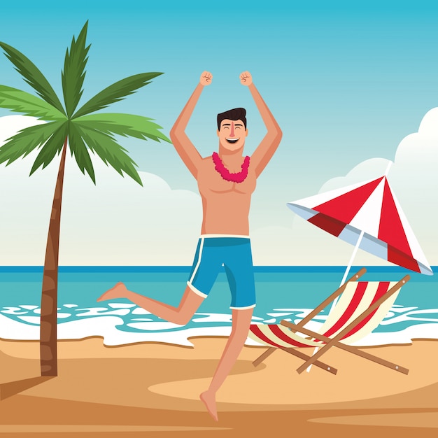 Free vector young man enjoying summer