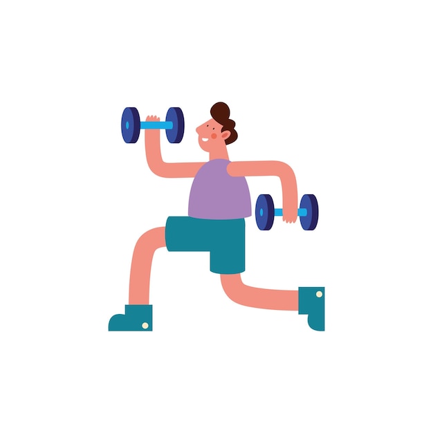 Free vector young man lifting dumbbells