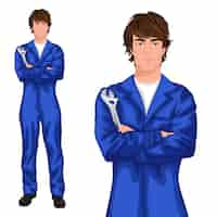 Free vector young man mechanic character