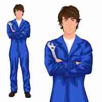 Free vector young man mechanic character