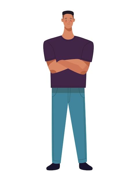 young man standing isolated icon