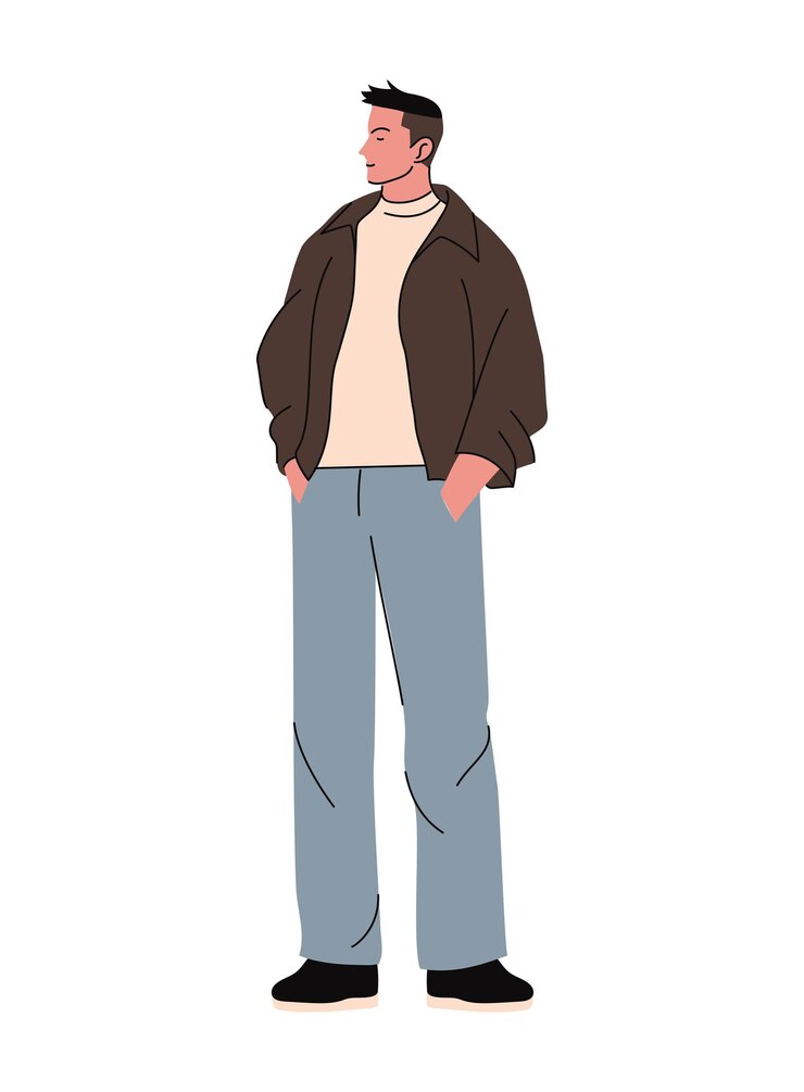 무료 Vector 젊은 남자 서 있는 위치 성격