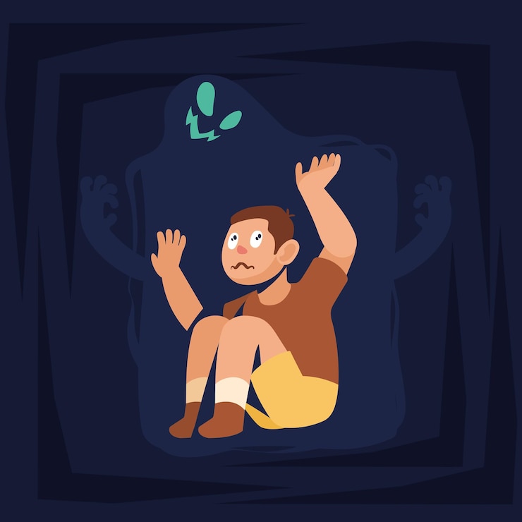 Free Vector young man sufering of claustrophobia
