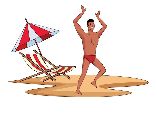 young man in summer time cartoon