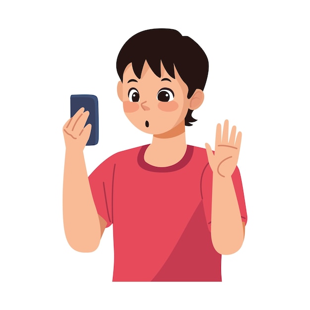 Free vector young man using smartphone isolated design