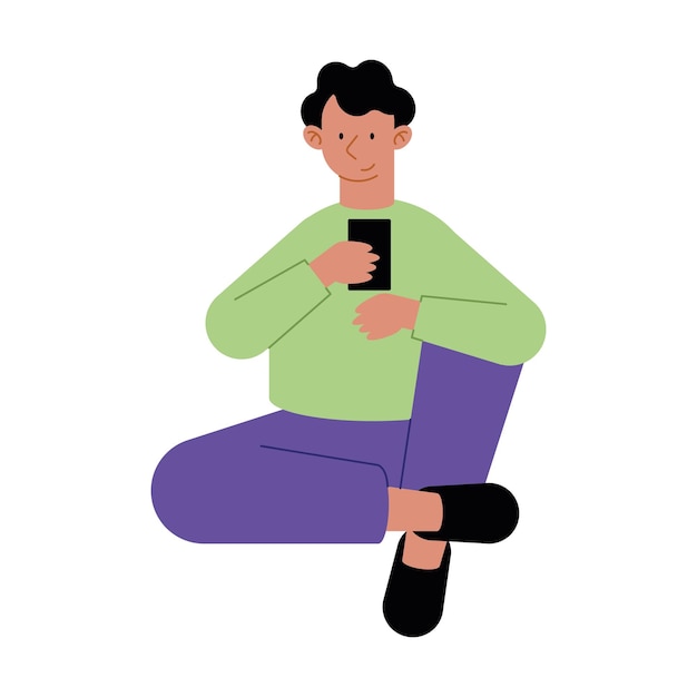 Free vector young man using smartphone