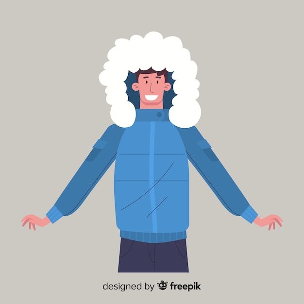 Free vector young man wearing winter clothes