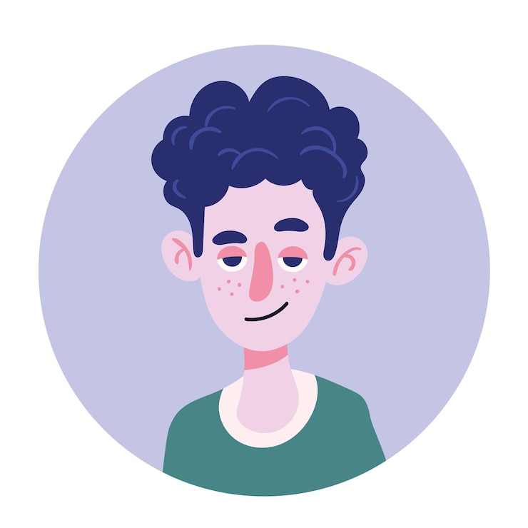 Free Vector young man with blue hair