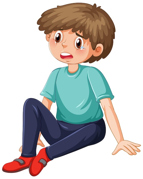 Free vector young man with crying face cartoon character