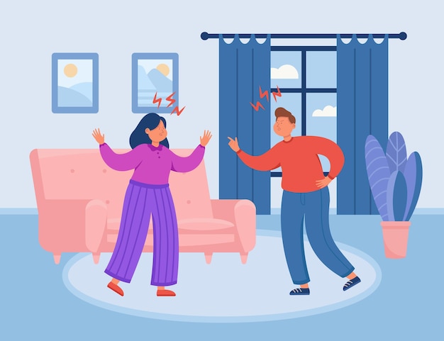 Free vector young man and woman arguing at home