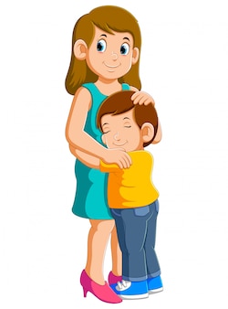Premium Vector The Mother And Father Are Hugging With The Happy Face In The Garden Premium Vector The Mother And Father Are Hugging With The Happy Face In The Garden