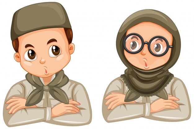 Young muslim student cartoon character