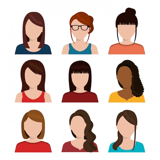 Free vector young people avatar silhouette