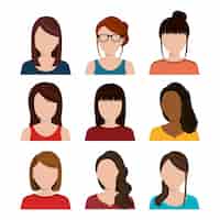 Free vector young people avatar silhouette