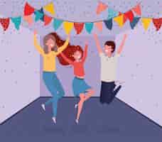 Бесплатное векторное изображение Молодые люди танцуют в комнате