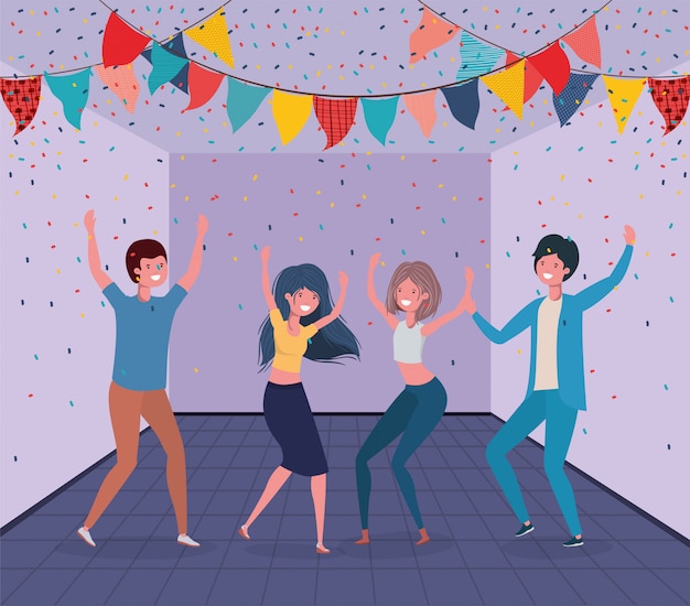 Free vector young people dancing in the room