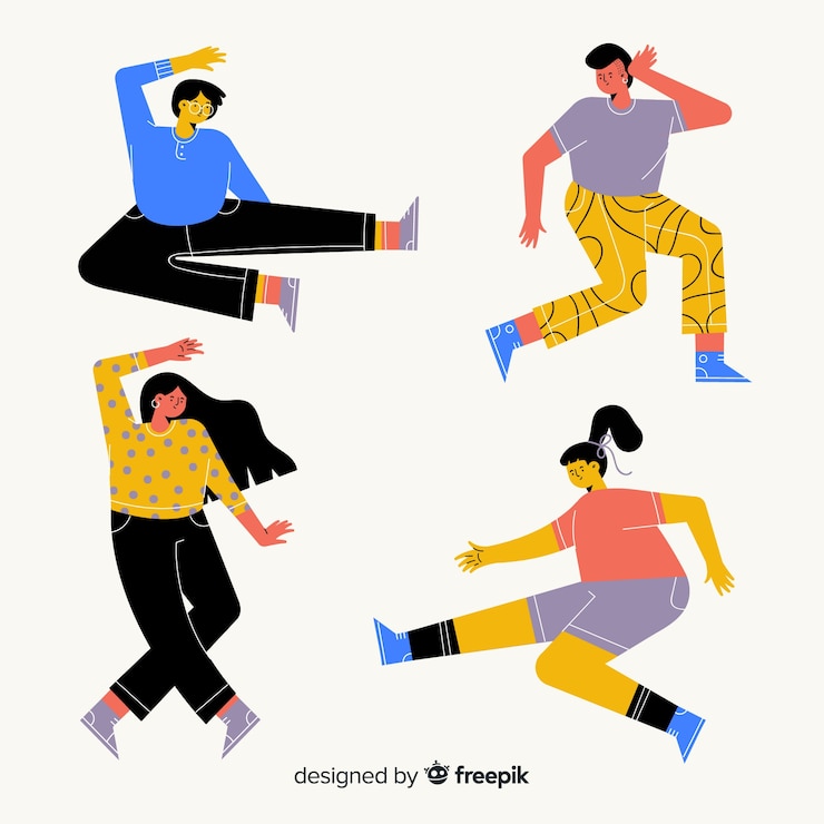 Free Vector young people dancing