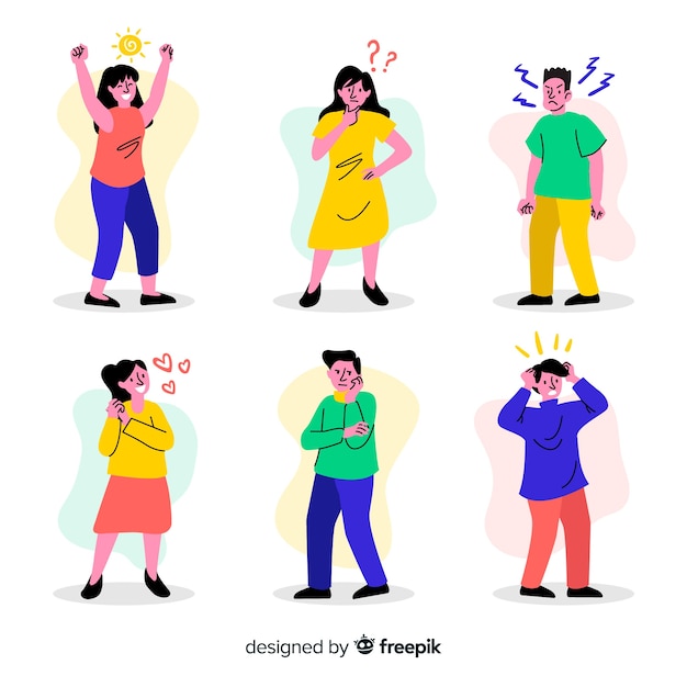 Free vector young people emotions